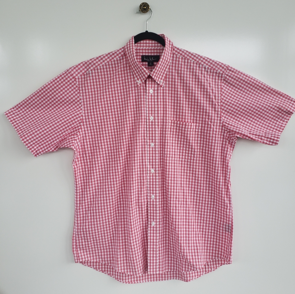 NICOLE MILLER Men's Short Sleeve Salmon Shirt - Picture 2 of 6